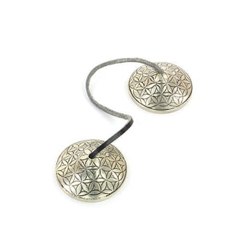 Knock on Wood Tingsha Cymbals, Flower of Life