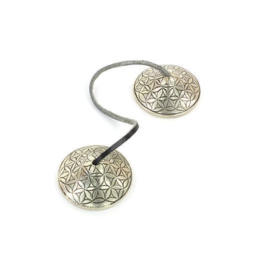 Knock on Wood Tingsha Cymbals, Flower of Life