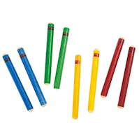 Percussion Plus Claves, Pack of 4 in Mixed Colours