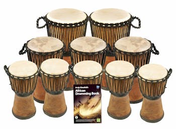 Knock on Wood 10 Player Wide Top Djembe Pack, Primary