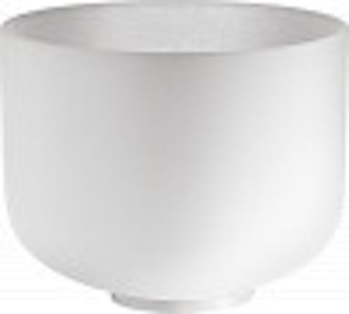 Sonic Energy Crystal Singing Bowl, white-frosted, 8" / 20 cm, Note F4, Heart Chakra