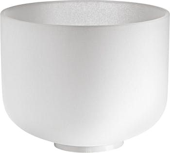 Sonic Energy Crystal Singing Bowl, white-frosted, 10" / 25 cm, Note D4, Sacral Chakra