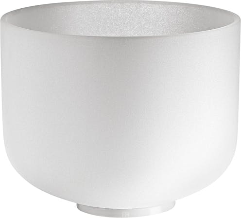 Sonic Energy Crystal Singing Bowl, white-frosted, 10" / 25 cm, Note D4, Sacral Chakra