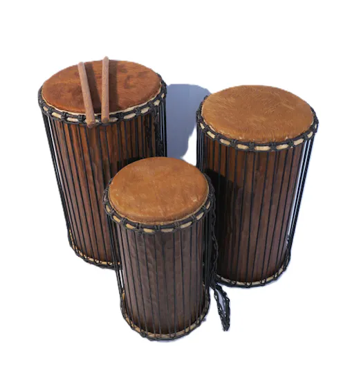 KOW Wooden Dun Dun - Set of 3 with Stand